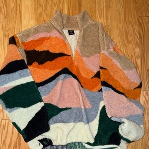 Urban Outfitters Tan and Orange Fleece Jacket